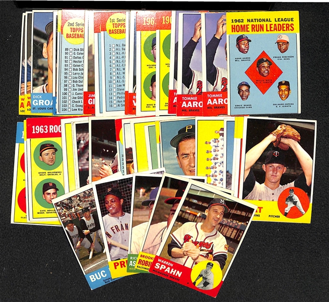 Lot of 48 1963 Topps Baseball Cards w. Warren Spahn