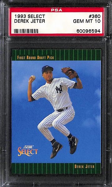 Lot of 9 1993 Derek Jeter Graded Rookie & Base Cards Including 1993 Select #360 PSA 10 Gem Mint