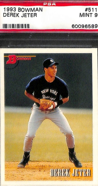 Lot of 9 1993 Derek Jeter Graded Rookie & Base Cards Including 1993 Select #360 PSA 10 Gem Mint