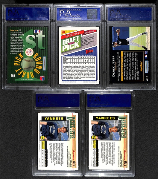 Lot of 9 1993 Derek Jeter Graded Rookie & Base Cards Including 1993 Select #360 PSA 10 Gem Mint