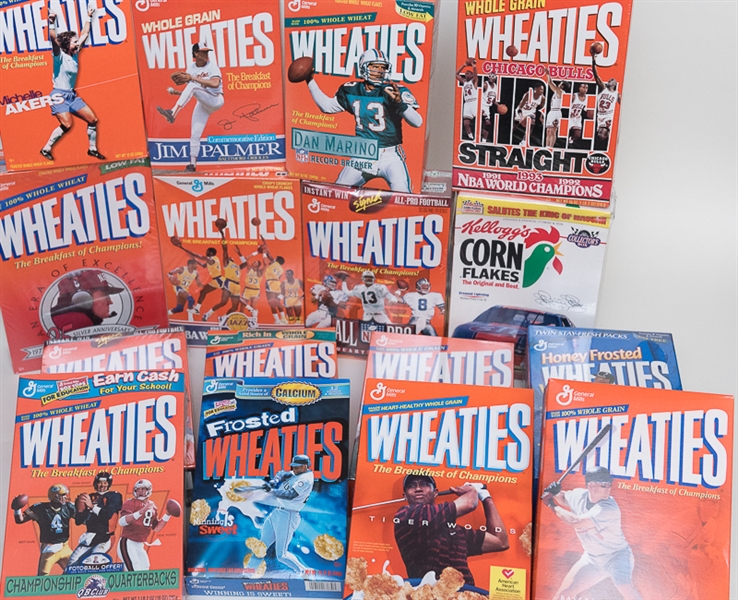 Huge Bulk Lot Of 33 Sports Cereal Boxes - Wheaties/Kellogg's/More