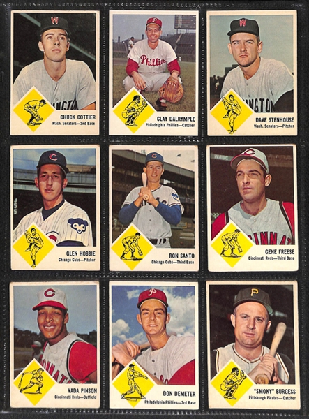 Lot Detail - Lot of 32 - 1963 Fleer Baseball Cards w. Ron Santo