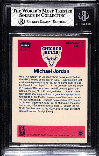 1986-87 Fleer Michael Jordan Rookie Sticker Graded BGS 6.5 EX-MT+