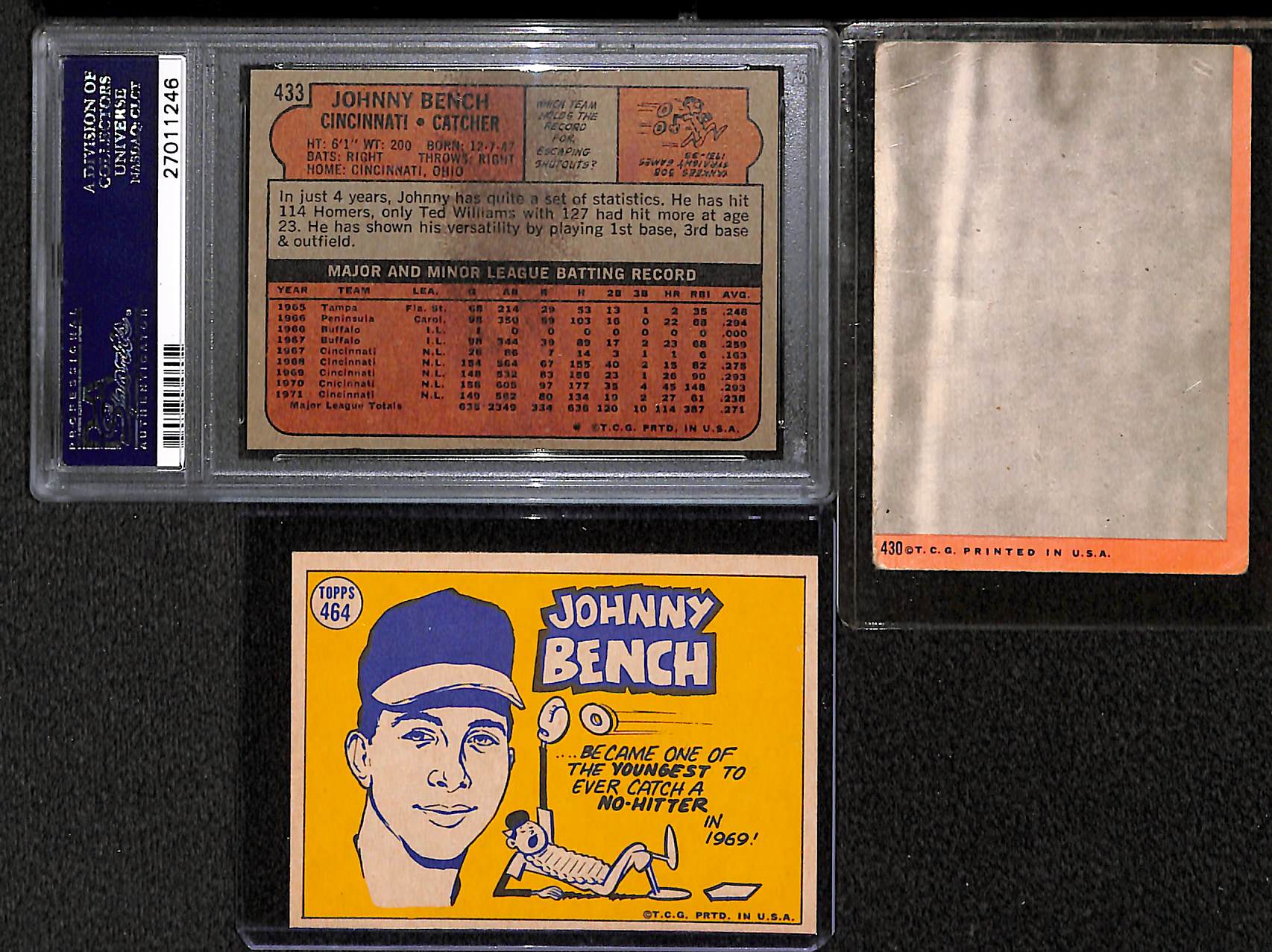 Lot Detail - Lot of (65) Johnny Bench Cards From 1969 Through 1983