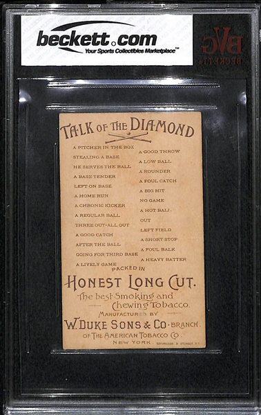 1893 Honest Long Cut N135 W. Duke Talk of the Diamond A Base Tender Baseball Card Graded BVG 2.0