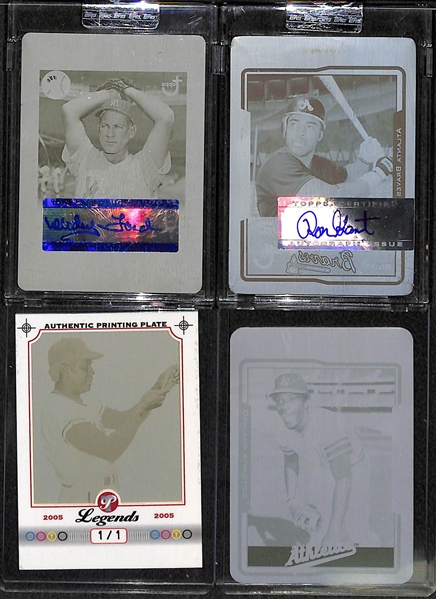 Lot Of 4 1/1 Printing Plate Cards w. Whitey Ford Autograph