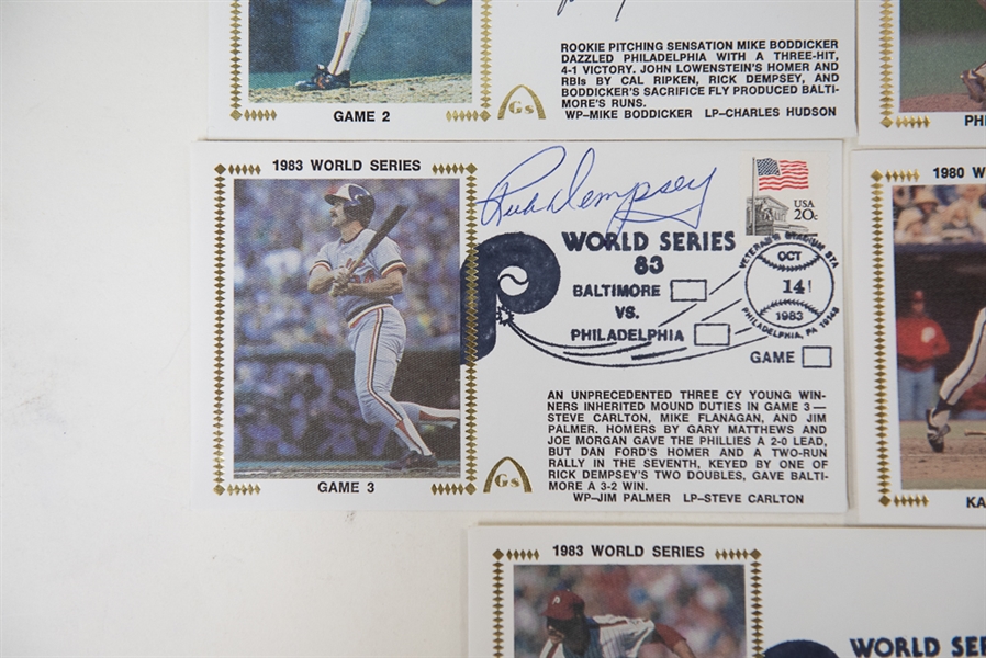 Lot of 11 Autographed First Day Covers from the 1980 & 1983 World Series w. Mike Schmidt
