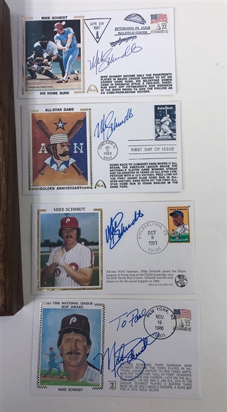 Lot of (5) Mike Schmidt Autographs Inc. (3) First Day Covers