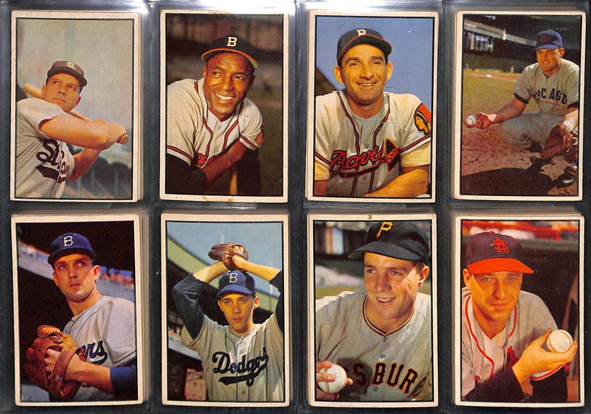 Lot of 56 Different 1953 Bowman Color Baseball Cards w. Durocher