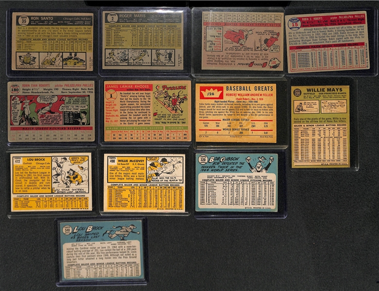 Lot of 12 Baseball Star Cards from 1955 - 1967 w. 1961 Topps Roger Maris