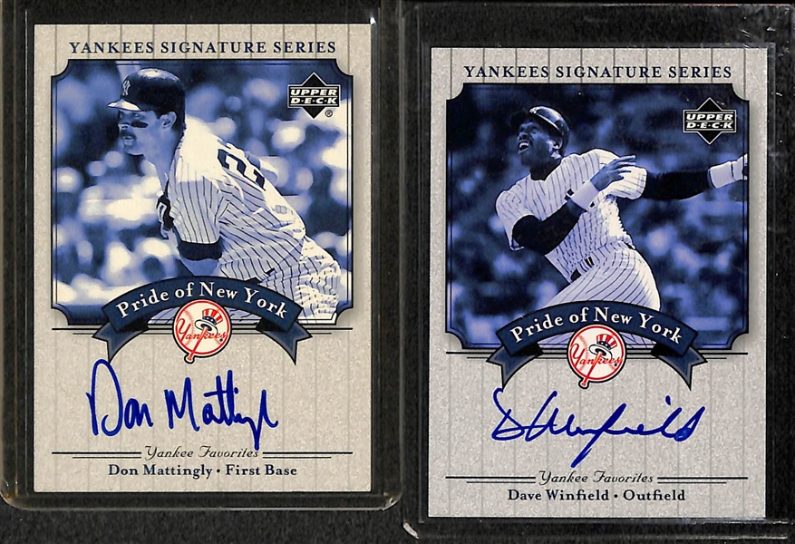 Lot Of 25 Yankees Autograph Cards w. Don Mattingly