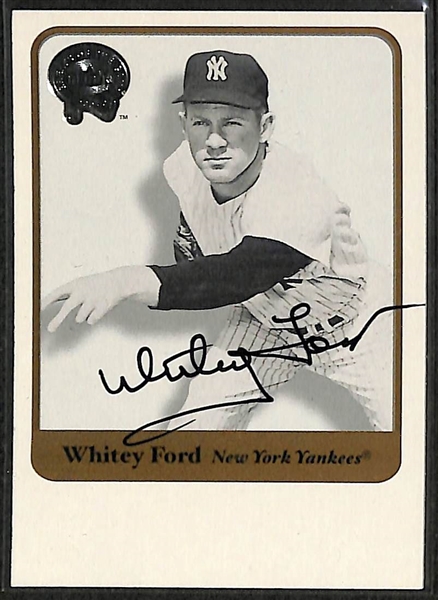Lot Of 5 Yankees Fleer Greats Autograph Cards w. Berra & Ford