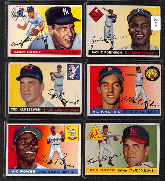Lot Of 34 1955 Topps Baseball Card w. Jackie Robinson