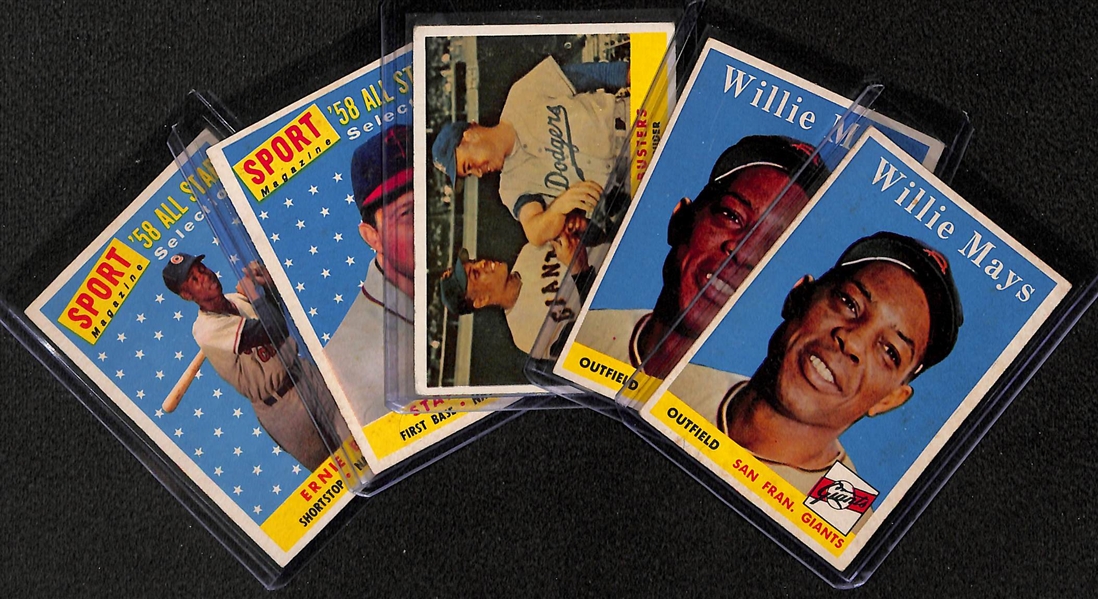Lot of 5 - 1958 Star Cards w. Willie Mays x2