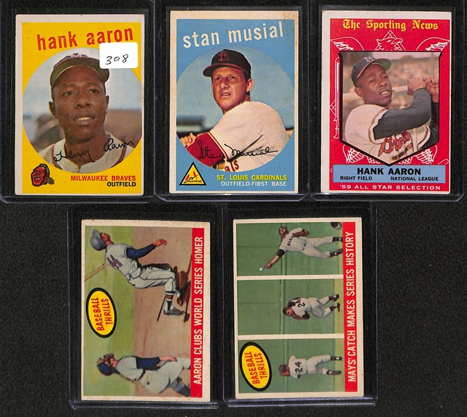Lot of 5 - 1959 Star Cards w. Hank Aaron