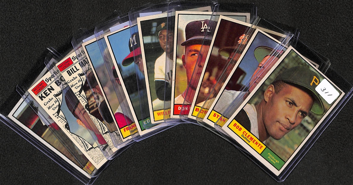 Lot of 10 - 1961 Topps Star Cards w. Clemente