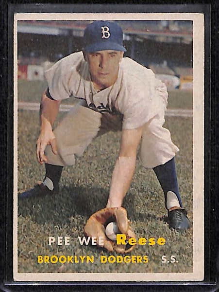 Lot of 60+ Assorted 1957 Topps Baseball Cards w. Warren Spahn