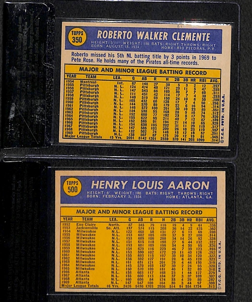 Lot of 2 - 1970 Topps Roberto Clemente & Hank Aaron - Both BVG 7.0
