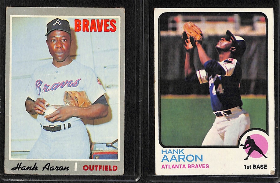 Lot of 5 Star Baseball Cards w. 2 - 1970s Hank Aaron & 1958 Yogi Berra Cards