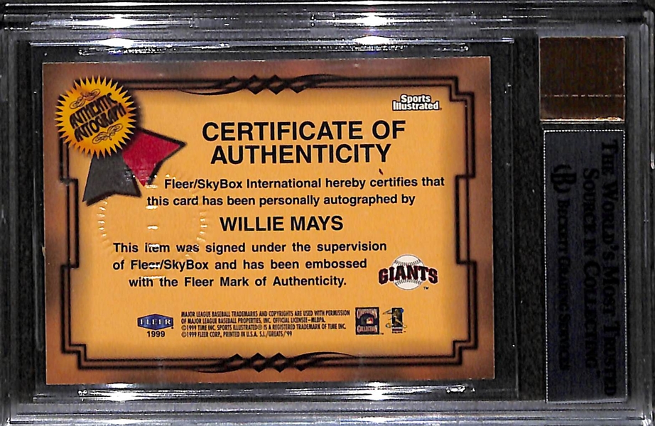 1999 Fleer Sports Illustrated Willie Mays Autograph Card BGS 8.5 (w/ 10 Autograph Grade)