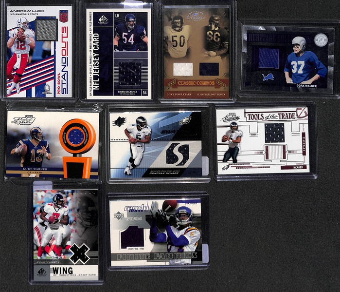 Lot Of 77 Football Relic Cards w. Andrew Luck & Brian Urlacher