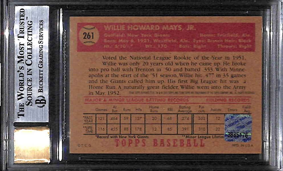 2001 Team Topps Legends Willie Mays Autograph Card BGS 8.5 (NM+) w/ 10 Autograph