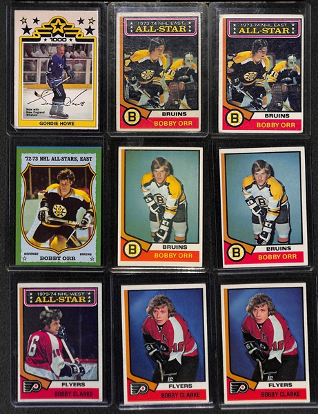 Lot of (21) Vintage Hockey Cards w/ Howe, Orr, Clarke, Dryden