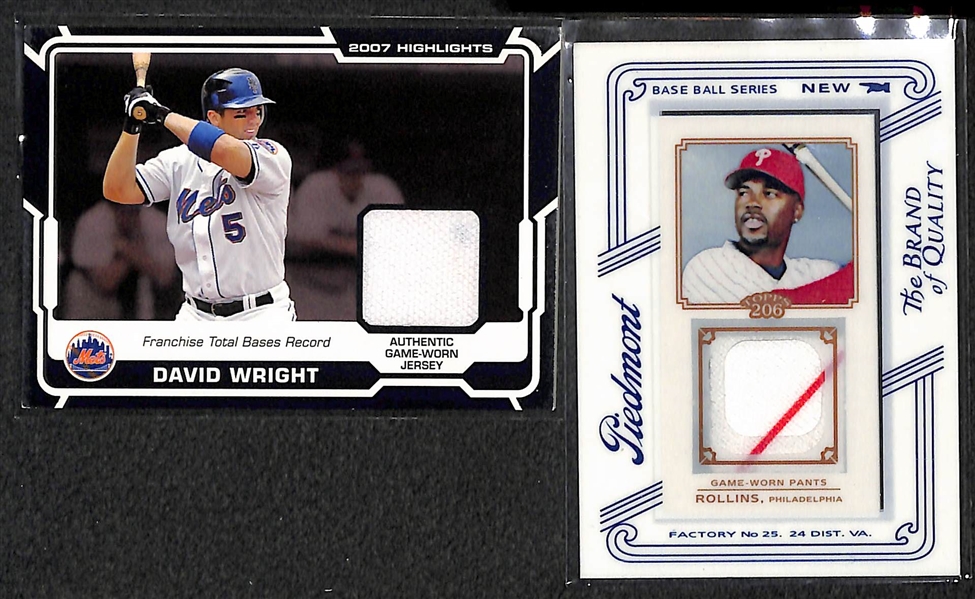Lot OF 164 Baseball Relic Cards w. Wright & Perez