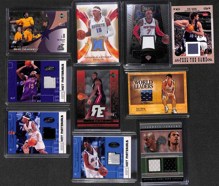 Lot Of 115 Basketball Relic Cards w. Kobe Bryant, Allen Iverson, & Carmelo Anthony