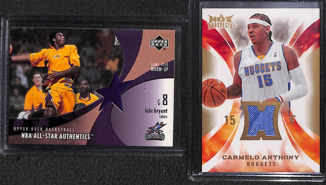 Lot Of 115 Basketball Relic Cards w. Kobe Bryant, Allen Iverson, & Carmelo Anthony