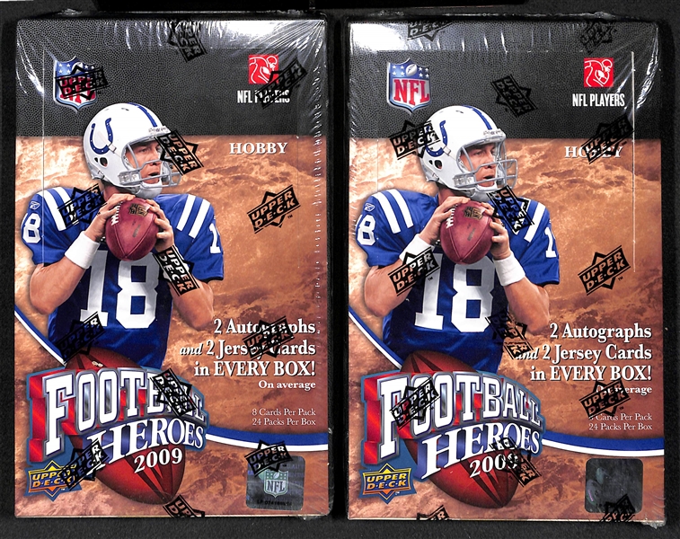 Lot Of 3 Sealed Football Wax Boxes w. (2) 2009 Upper Deck Heroes