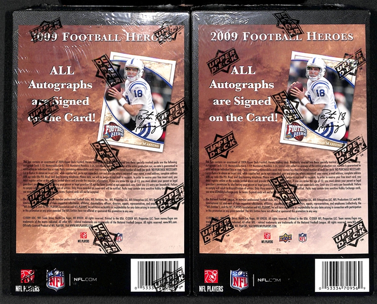 Lot Of 3 Sealed Football Wax Boxes w. (2) 2009 Upper Deck Heroes