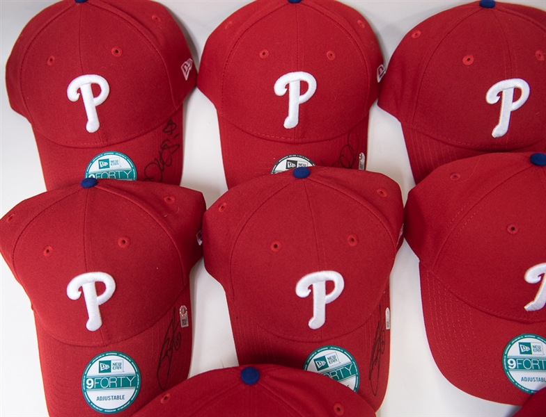 Lot Of 10 Phillies Signed Hats (MLB COA) w. Hellickson