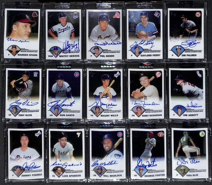 Lot Of 20 2003 Topps Chrome Retired Autograph Cards w. Spahn & Santo