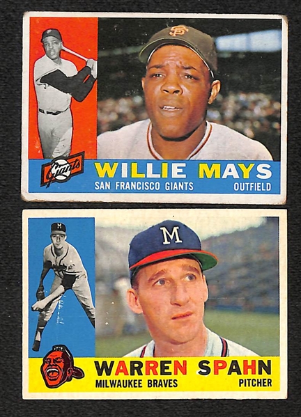 Lot of 183 Different 1960 Topps Baseball Cards w. Willie Mays