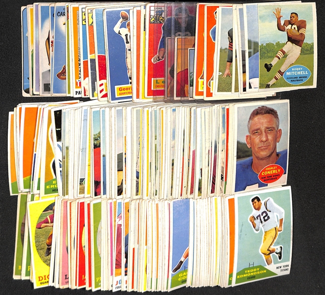 Lot of 285 - 1950s & 1960s Topps, Bowman, & Fleer Football Cards w. 1960 Topps Bobby Mitchell Rookie Card