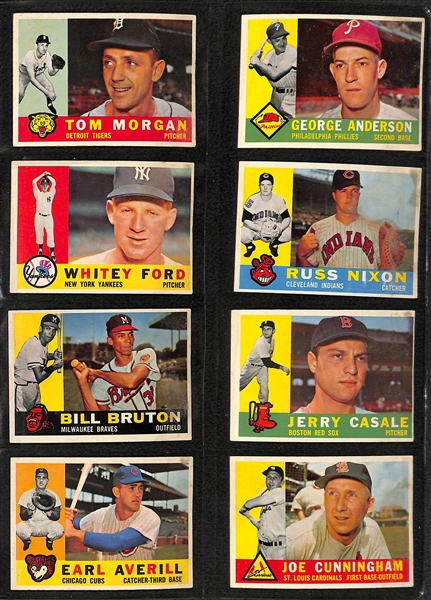 Lot of 288 Different 1960 Topps Baseball Cards w. Hank Aaron & Sandy Koufax 