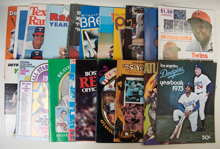 Lot of 21 - Yearbooks & Programs from 1973-1984 w. 1973 Dodgers Yearbook