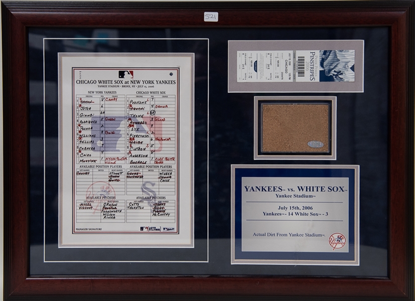 Yankees Framed Game Used Dirt Display