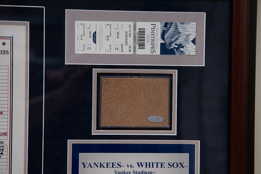 Yankees Framed Game Used Dirt Display