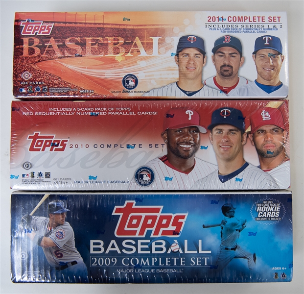 Lot of (3) Topps Factory Baseball Card Sets (2009-2011)