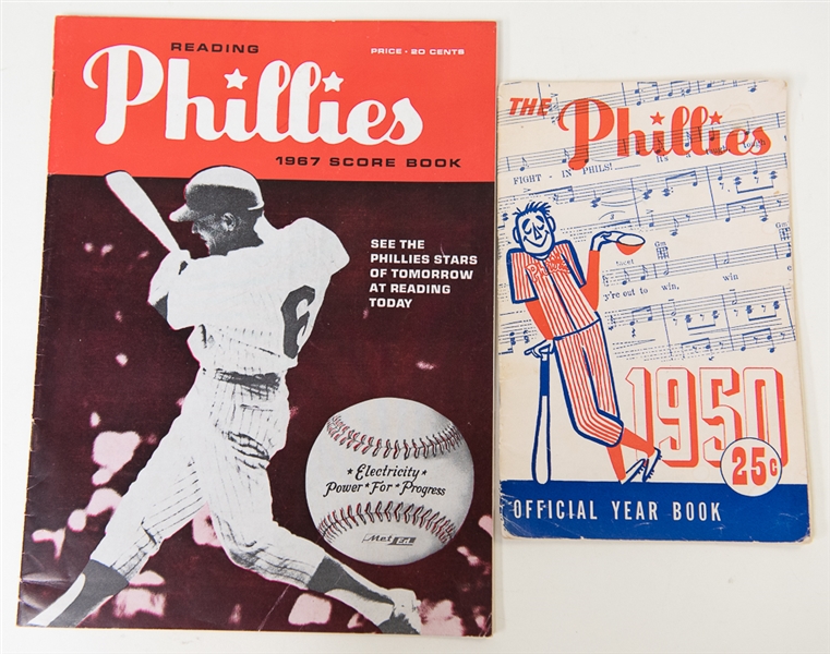 Lot of (10) Phillies Yearbooks and Score Books Including 1950 Phillies Wiz Kids Yearbook!