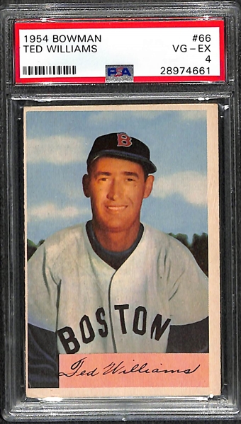 1954 Bowman Ted Williams Card (#66) Graded PSA 4 (VG-EX)
