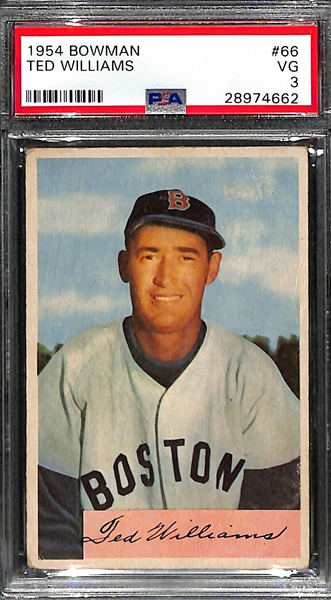 1954 Bowman Ted Williams Card (#66) Graded PSA 3 (VG)