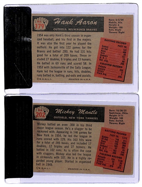 1955 Bowman Baseball Partial Card Set w. Hank Aaron RC BVG 4.5 & Mickey Mantle BVG 2.5