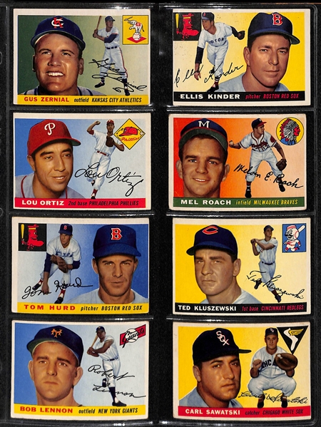 1955 Topps Baseball Partial Card Set w. Ted Williams BVG 3.5 & Killebew BVG 2.5