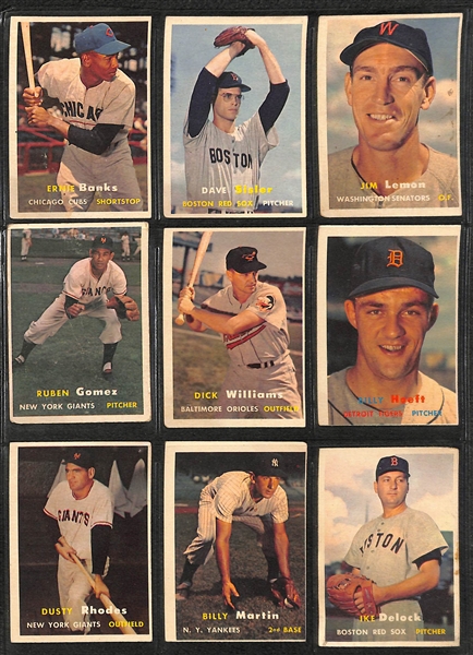 1957 Topps Baseball Card Complete Set w/ (9) PSA Graded Cards (All Graded PSA 5, 6, or 7) - inc. PSA 6 Koufax