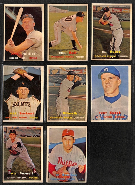 1957 Topps Baseball Card Complete Set w/ (9) PSA Graded Cards (All Graded PSA 5, 6, or 7) - inc. PSA 6 Koufax