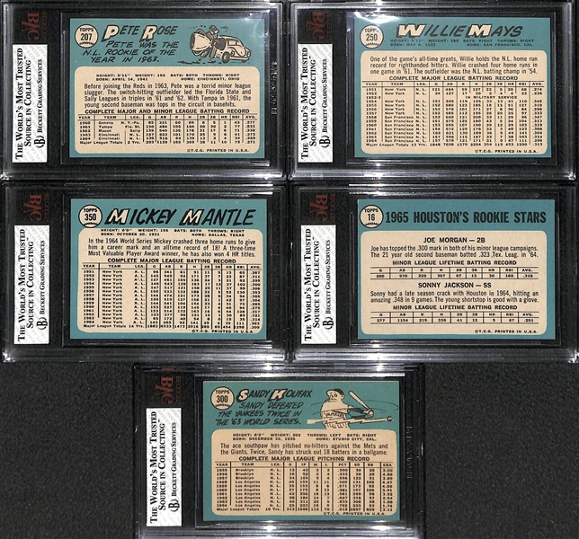 1965 Topps Baseball Complete Set (Inc. Pete Rose BVG 8, Mays BVG 7, Mantle BVG 5, Morgan RC BVG 7) - Cards Present Fresh from the Pack