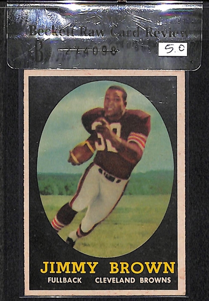 Lot of 62 Different 1958 Topps Football Cards w. Jim Brown RC BVG 5.0